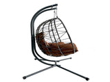 Double Hanging Egg Chair wth Stand, Patio Hammock Swing Chair with Cushion Loveseat for Bedroom, W2500P320405