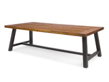 Carlie Outdoor Sandblast Finished Dining Table with Rustic Metal Finished Iron Legs N768P197034F