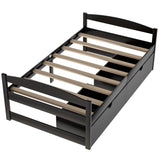 Twin size platform bed, with two drawers, espresso WF195910AAP