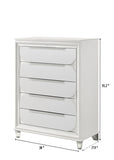 ZUN 1pc Modern Contemporary Chest Five Storage Drawers White Cream Finish Bedroom Wooden Furniture B011P215600