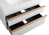 VELA 36 Inch White Wall Mounted Bathroom Vanity with Integrated Acrylic Sink, 2 Soft-Close Drawers, W3235P327598