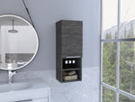 ZUN Mila Bathroom Cabinet, Two Interior Shelves, Two External Shelves, Single Door Cabinet -Smokey Oak B20091952