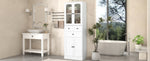 ZUN Tall Bathroom Storage Cabinet, Cabinet with Four Doors and Drawers, Adjustable Shelf, MDF Board, N725P186647W