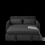 55" Modern Convertible Sofa Bed with 2 Detachable Arm Pockets, Velvet Loveseat Sofa with Pull Out W119363989