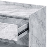 Azrael White Printed Faux Marble & Chrome Finish Accent Table B2726P340578