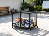 Rolling Sports Ball Storage Cart, Double Lid Basketball Cage, Steel Organizer Rack for Indoor & 32590285