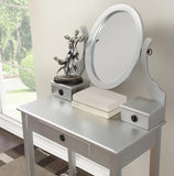 ZUN Moniys Wood Moniya Makeup Vanity Table and Stool Set, Silver T2574P163834