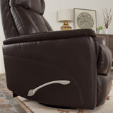 Global Home Swivel Glider Recliner with Manual Adjustable Headrest & Footrest In Faux Leather B339P323104