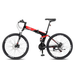 ZUN 26in High Carbon Steel 100kg 21 Speed Land Rover Shimano TX30 Folding Mountain Bike Black 66132359