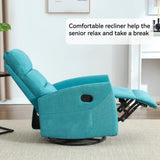 Manual Recliner Chair with Rocker and Swivel in Fabric for Living Room, Blue W3224P289294
