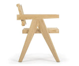 Mid-Century Modern Solid Wood Dining Accent Chair with Natural Rattan Cane Back & Seat, Vintage B2792P603477