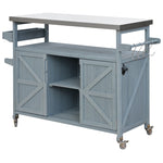 ZUN Outdoor Kitchen Island, Rolling Bar Cart & Storage Cabinet, Farmhouse Solid Wood Outdoor Grill Table 12469239