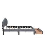 Teddy Fleece Queen Size Upholstered Platform Bed with Drawer, Gray WF309187AAE