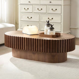 43.70 Inch Modern Handcraft Drum Coffee Oval Coffee for Living Room,Small Wooden Coffee W2582P250586