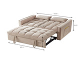 4 in1 Loveseat Sofa Bed Armrests & Storage Pockets, Multi-Function Tufted Pull-out Sofa Bed W2186P166128