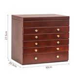 ZUN Large Jewelry Organizer Wooden Storage Box 6 Layers Case with 5 Drawers, Brown 17065798