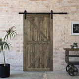 ZUN 42 in. x 84 in. Sliding Barn Door with 7FT Barn Door Hardware Kit & Handle ,K Frame,Solid Spruce 71578118