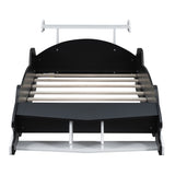 Twin Size Race Car-Shaped Platform Bed with Wheels,Black WF311965AAB