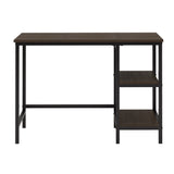 ZUN Black Finish 2-Piece Writing Desk Set with Chair Industrial Style Metal Frame Faux Leather B011P182511