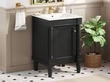 18" French Style Bathroom Cabinet with Storage, Small Space Solution with Ceramic Sink, Adjustable N710P415332B