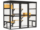 Cat Catio Outdoor Cat Enclosure for Multiple Indoor Outdoor Cats, Large Wooden Walk-in Cat House 75416411