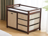 Brown painted pine wood frame children's bed with removable top, 87*53*87.5cm, includes 3 fabric 59911302