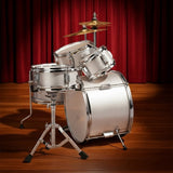 14"x10" 5-Pieces Junior Kids Drum Set Kit Pedal Drum Stick Wrench Drum Stool Silver 96527126