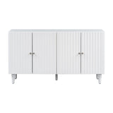 U_STYLE Elegant Four-Door Sideboard with Wavy Pattern Doors, Cylindrical Legs, and Sleek Metal N711P186790K