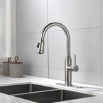 ZUN Single Handle High Arc Pull Out Kitchen Faucet,Single Level Stainless Steel Kitchen Sink Faucets 82522326