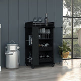 Baltimore Bar Cart with Casters, Glass Door and 2-Side Shelf B070P188862