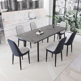 55.12-70.87" expandable rectangular dining table that can accommodate 4-6 people, equipped with 6 PU 31002159