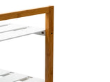 2 Pack Bamboo 4 Tier Stackable 12 Pair Shoe Rack in White 00575025