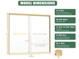 56"-60" W x 72" H Brushed Gold Aluminum Frame Double Sliding Shower Door, 1/4" Clear Tempered T5595P495095