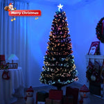 ZUN 7 FT Pre-lit Christmas Tree, Artificial Fiber Optic Christmas Tree with Lighted Top Star and 280 36344668