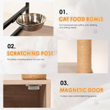 Cat Tree with Litter Box Enclosure, All-in-one Cat Tower for Indoor Cats with Large Hammock, Bed, W1687P304379