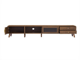 76" Modern Minimal Glass-Doors TV Stand for TVs up to 85 Inches, Wood-Grain Entertainment Center N710P298234P