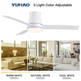 ZUN 48" White Blades Lowe Profile Ceiling Fans with Light W1367134171