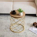 ZUN Golden Side table [MDF TOP+ METAL FRAME] N770P234470G