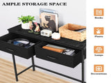 Industrial Console Table with Charging Station, 31.5 inch Narrow Entryway Table with 2 Fabric 60535580