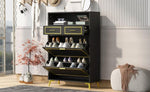 ZUN U-Can Shoe Cabinet with 2 Flip Drawers, 2 Slide Drawers and 1 Shelf, Modern Free Standing Shoe Rack WF531403AAB