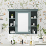 ZUN 35'' x 28'' Blue Wall Mounted Bathroom Storage with Mirror Door, Modern Bathroom Wall WF323692AAF