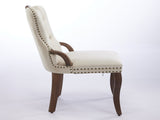 Velvet Dining Chair with Handmade Tufted Trim, Solid Wood Handles on Top and Sides, Vintage Copper W1143P338140