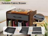 Multi-Purpose Record Player Stand with Drawer and Record Holder-Rustic Brown 25963705