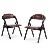 Set of 2 Wooden Folding Chairs with Padded Seats, Portable Simple Folding Chairs with Cushion for 56717735