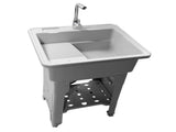Gray Freestanding Plastic Utility Sinks Utility Sink Laundry Tub Outdoor Sink Drop in Deep Sink Kit 71584544