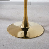 31.5"GOLDEN AND WHITE Tulip Table Mid-century Dining Table for 2-4 people With Round Mdf Table Top, W234P156697