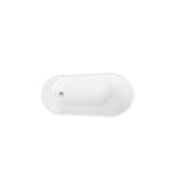 59" Acrylic Freestanding Bathtub, White Modern Stand Alone Soaking Bathtub, Brushed Nickel Drain and W2568P195759
