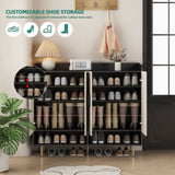 ZUN Shoe Cabinet with 4 Doors Large Modern Shoe Storage Organizer Cabinet with Adjustable Shelves for 46755214