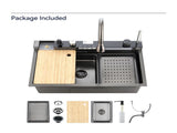 Pull-out Facuet Single Bowl Sink Kitchen Vegetable Sink 304 Whale Waterfall Sink Stainless Steel 58921169
