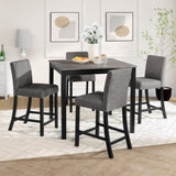 5-Piece Height Table Set with 4 Chairs, Height Table Set for 4 with Chairs, Wooden W1998P195205